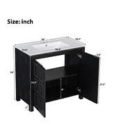 Casainc 36" Bathroom Vanity Organizer with Ceramic Sink, Stylish & Functional Storage