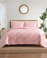 Tommy Bahama Distressed Water Leaves Cotton Reversible 2-Pc. Quilt Set, Twin
