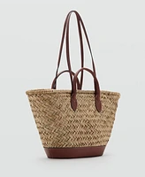Mango Women's Large Double-Handle Natural Fiber Basket Bag