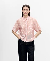 Mango Women's Floral-Embroidered Lyocell Shirt