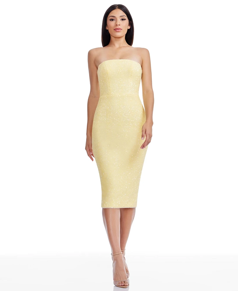 Dress the Population Women's Viviana Sequined Strapless Bodycon Dress