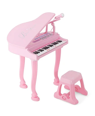 37 Keys Kids Piano Keyboard with Stool, Microphone and Lid