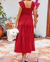 Cupshe Women's Spiced Cherry Red Midi Beach Dress