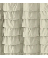 Kate Aurora Boho Chic Matelasse Ruffled Taupe Fabric Shower Curtain - 72 in. Long