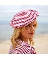Simone Gingham Beret Hat In Red