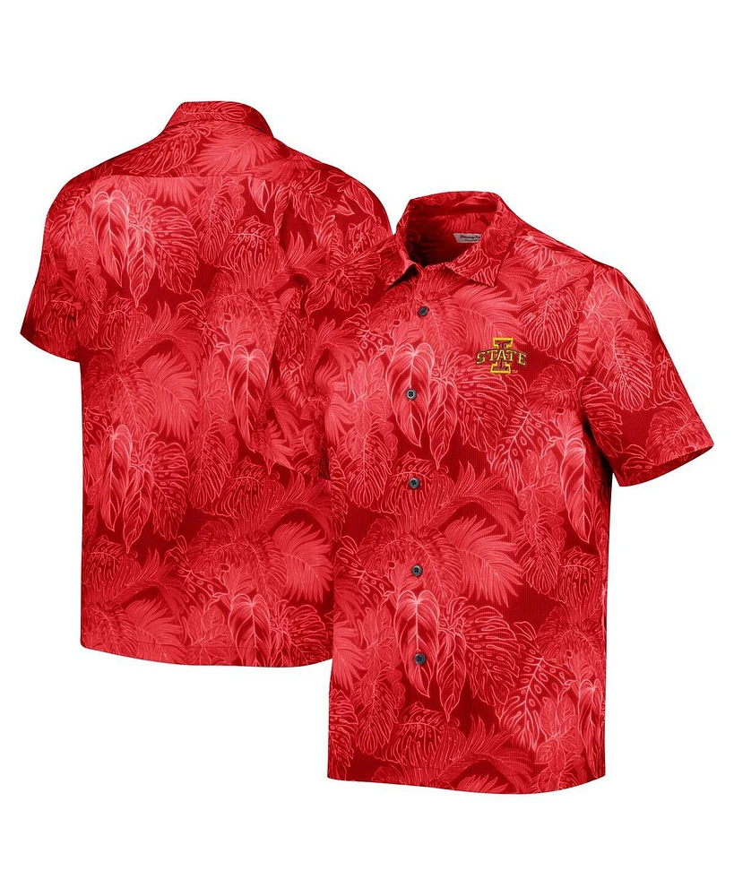 Tommy Bahama Men's Cardinal Iowa State Cyclones Coast Luminescent Fronds IslandZone Button-Up Camp Shirt