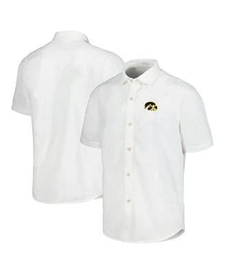 Tommy Bahama Men's White Iowa Hawkeyes Coconut Point Palm Vista IslandZone Camp Button-Up Shirt