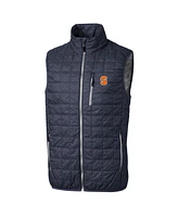 Cutter & Buck Men's Heathered Navy Syracuse Orange Big Tall Rainier PrimaLoft Eco Full-Zip Puffer Vest