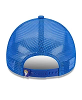 New Era Men's White/Royal Los Angeles Rams Stacked A-Frame Trucker 9FORTY Adjustable Hat