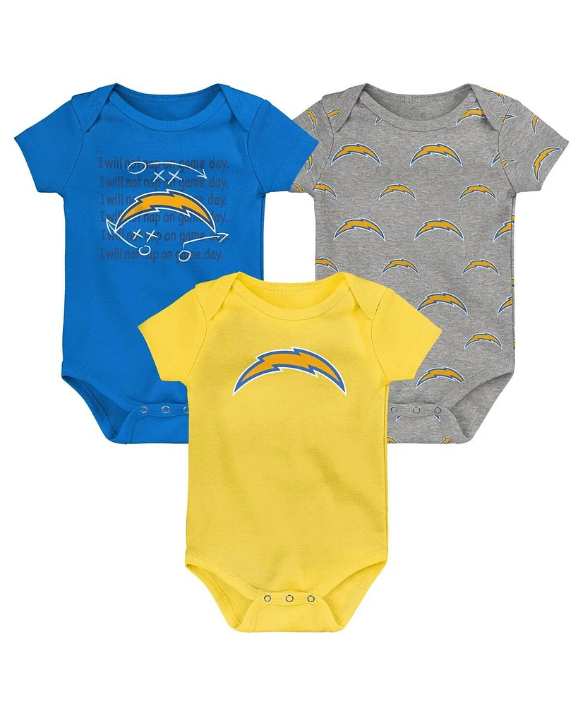 Outerstuff Baby Boys and Girls 3-Pack Los Angeles Chargers Team Starter Bodysuit Set