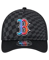 New Era Men's Black Boston Red Sox Gradient 9FORTY A-Frame M-Crown Trucker Adjustable Hat