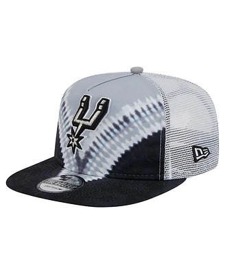 New Era Men's Black/Silver San Antonio Spurs Throwback Dye Golfer Snapback Hat