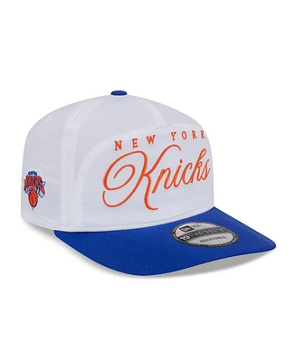 New Era Men's White/Blue New York Knicks 2025 Nba Draft On-Stage Nylon 19TWENTY Adjustable Hat