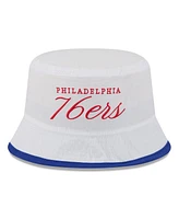 New Era Men's White/Royal Philadelphia 76ers 2025 Nba Draft Nylon Bucket Hat