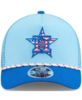 New Era Men's Light Blue/Blue Houston Astros 2025 Fourth of July 9FORTY A-Frame M-Crown Adjustable Trucker Hat