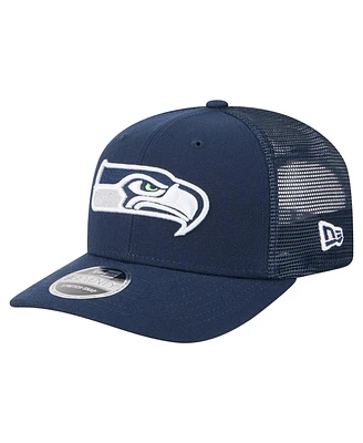 New Era Men's College Navy Seattle Seahawks Team Collection 9SEVENTY Stretch-Snap Adjustable Hat