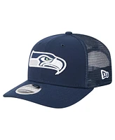 New Era Men's College Navy Seattle Seahawks Team Collection 9SEVENTY Stretch-Snap Adjustable Hat