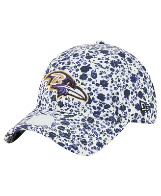 New Era Women's Cream Baltimore Ravens Ditzy 9TWENTY Adjustable Hat