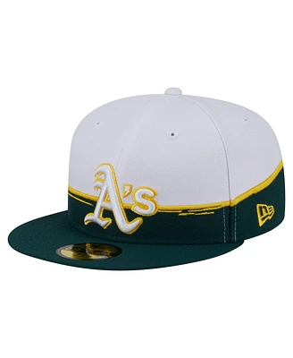 New Era Men's Green/White Athletics Paint Stroke 59FIFTY Fitted Hat