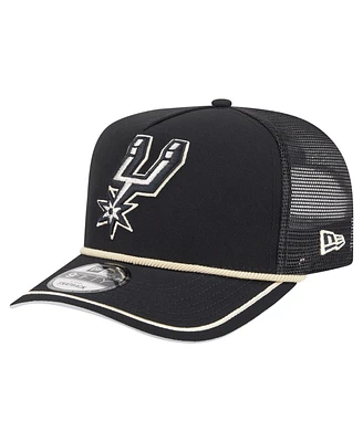 New Era Men's Black San Antonio Spurs Vintage Team Rope A-Frame 9FIFTY Snapback Hat