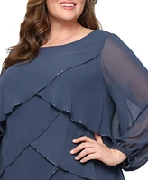 Sl Fashions Plus Tiered Chiffon A-Line Dress