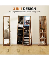 Vlsrka Led jewelry storage cabinet with back shelves and 360° rotation.