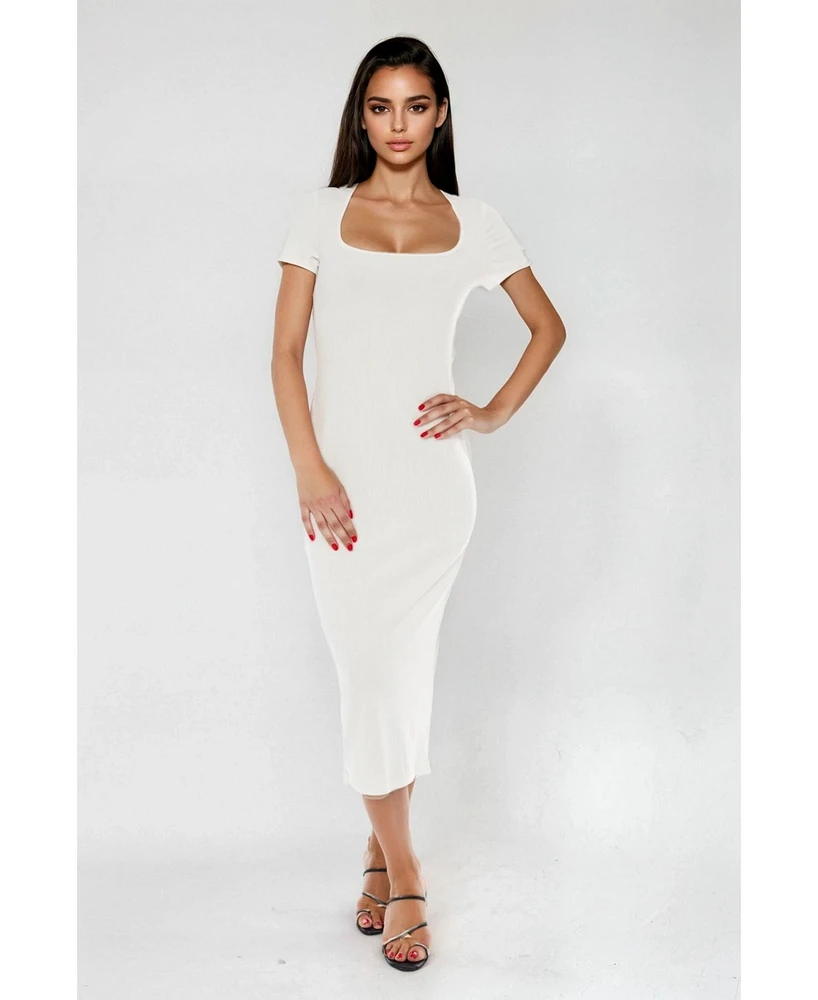 Bebe Women's Square Neck Maxi T-Shirt Dress