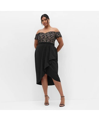 City Chic Women's Lace Glamour Midi Dress