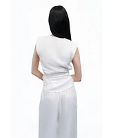 Nocturne Women's Linen Waist Accessory Detailed Blouse
