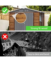 Mondawe 4x6FT Iron-Wood Outdoor Storage Tool Shed with Lockable Door and Windows
