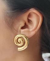 Adornia Tarnish Resistant Gold Swirl Statement Stud Earrings