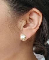 Adornia Gold Cushion-Shaped Mother of Pearl Halo Stud Earrings