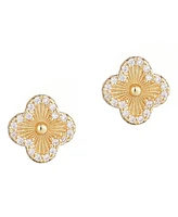 Adornia Button Clover Cubic Zirconia Halo Stud Earrings