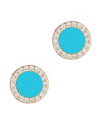Adornia Gold Turquoise Circle Halo Stud Earrings