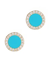 Adornia Gold Turquoise Circle Halo Stud Earrings