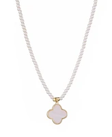 Adornia Gold Mother of Pearl Strand Clover Pendant Necklace