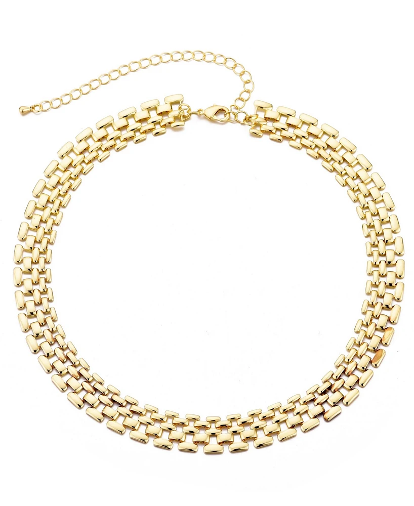 Adornia Gold Plated Grid Chain Necklace