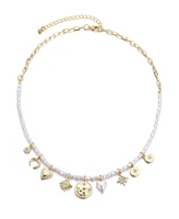 Adornia Gold Cultivated Pearl Charm Strand Necklace