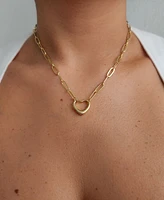 Adornia Gold Paperclip Chain Outline Heart Pendant Necklace
