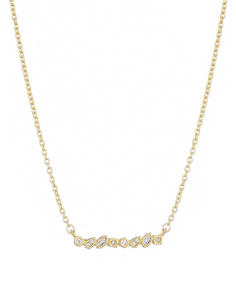 Adornia Gold Crystal Dainty Mixed Shape Bar Necklace