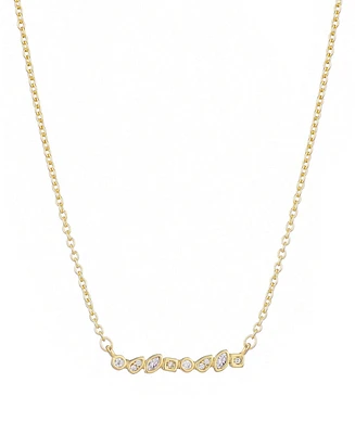Adornia Gold Crystal Dainty Mixed Shape Bar Necklace