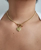 Adornia Gold Heart Initial Toggle Necklace