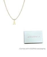 Adornia Gold Crystal Initial Charm Tennis Necklace
