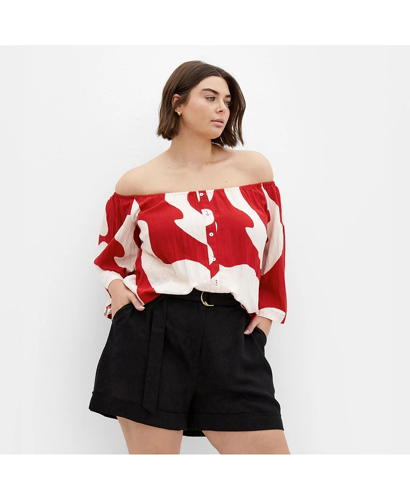 City Chic Plus Maiya Print Top