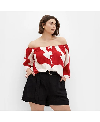 City Chic Plus Maiya Print Top