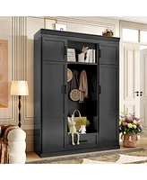 Streamdale Furniture Hall Tree with Bench, 3 Hooks, Cabinet, Drawer & Shelves