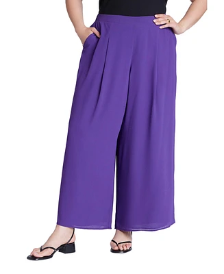Eloquii Women's Plus Wide Leg Chiffon Pant