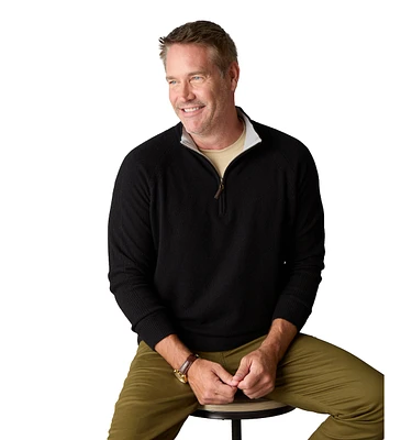 LuxLined Men's Itch-Free Cashmere Quarter-Zip Sweater with Soft Inner Lining
