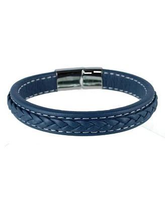 Trafalgar Loose Fit Amaris Azure Stitched Leather Secure Clasped Bracelet