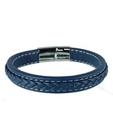 Trafalgar Loose Fit Amaris Azure Stitched Leather Secure Clasped Bracelet